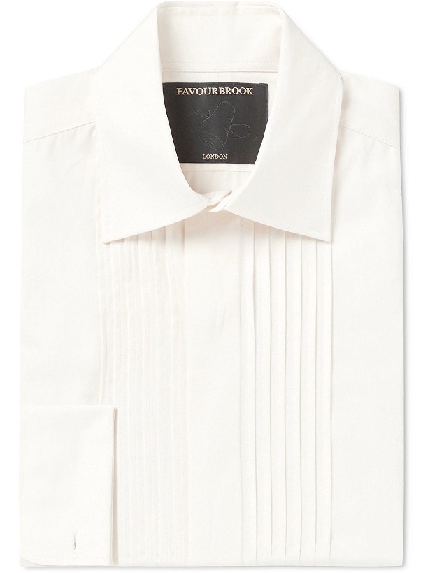 Photo: Favourbrook - Bib-Front Double-Cuff Cotton-Poplin Tuxedo Shirt - Neutrals