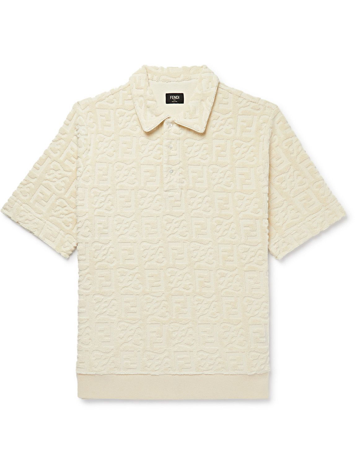 Fendi - Logo-Jacquard Cotton-Terry Polo Shirt - Neutrals Fendi