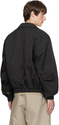 AMOMENTO Black Padded Cotton Nylon Bomber Jacket