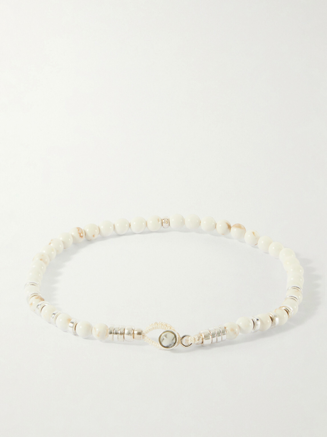 Mikia - Circle 4 Sterling Silver, Magnesite and Hematite Beaded Bracelet - White