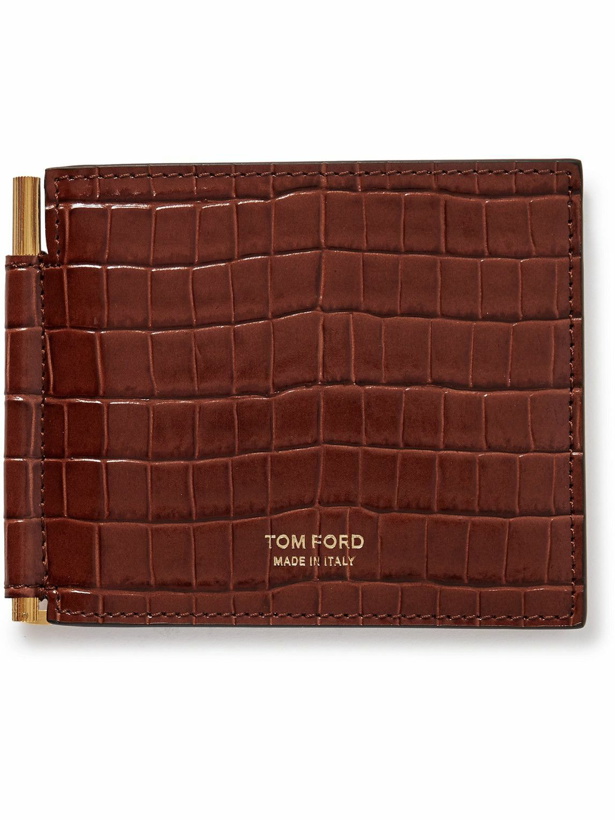 Photo: TOM FORD - Croc-Effect Leather Bifold Wallet with Money Clip
