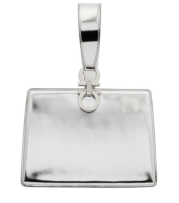 Photo: Ferragamo Gancini Small metallic leather clutch
