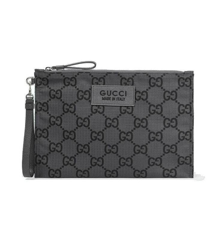 Photo: Gucci GG leather-trimmed pouch