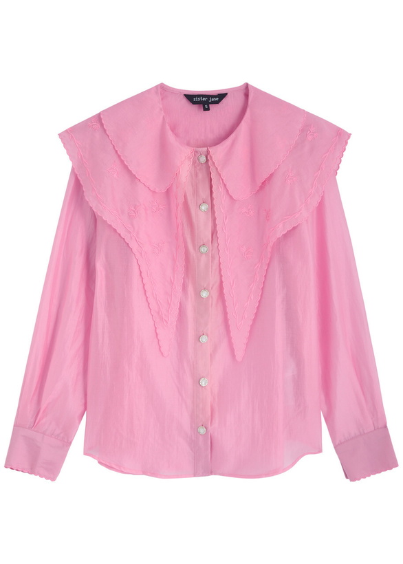 Photo: Sister Jane Coracle Embroidered Lyocell-blend Blouse Pink
