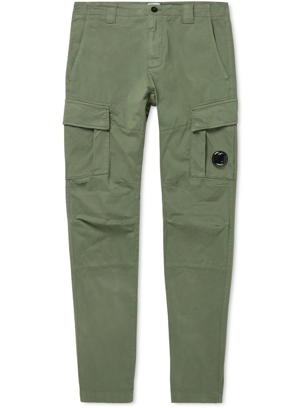Photo: C.P. Company - Slim-Fit Tapered Garment-Dyed Stretch-Cotton Sateen Cargo Trousers - Green