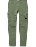 C.P. Company - Slim-Fit Tapered Garment-Dyed Stretch-Cotton Sateen Cargo Trousers - Green