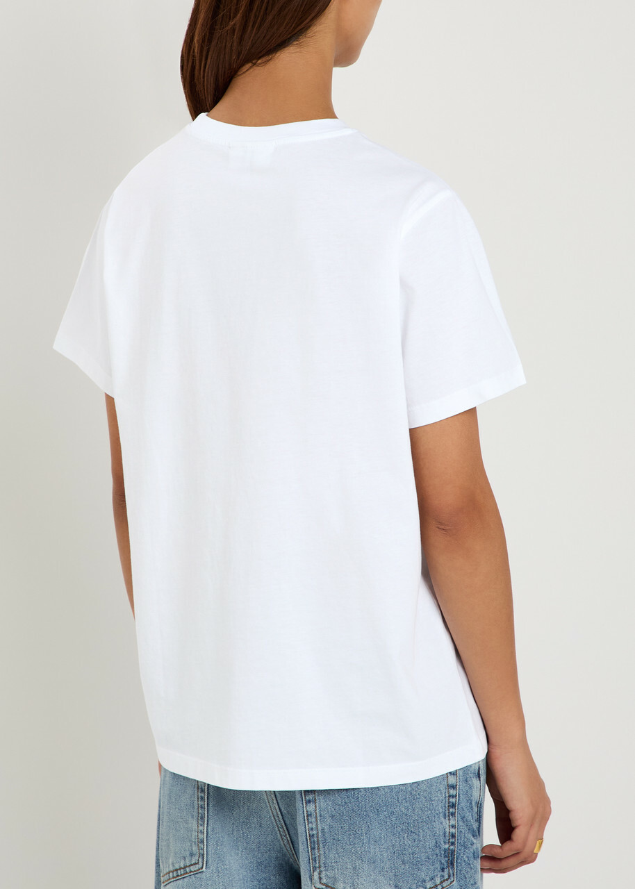 Ganni Printed Cotton T-shirt White