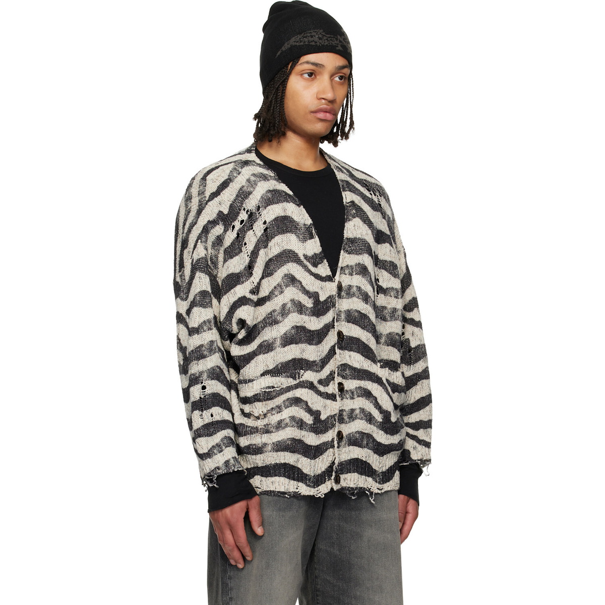 R13 Black & White Printed Oversized Cardigan