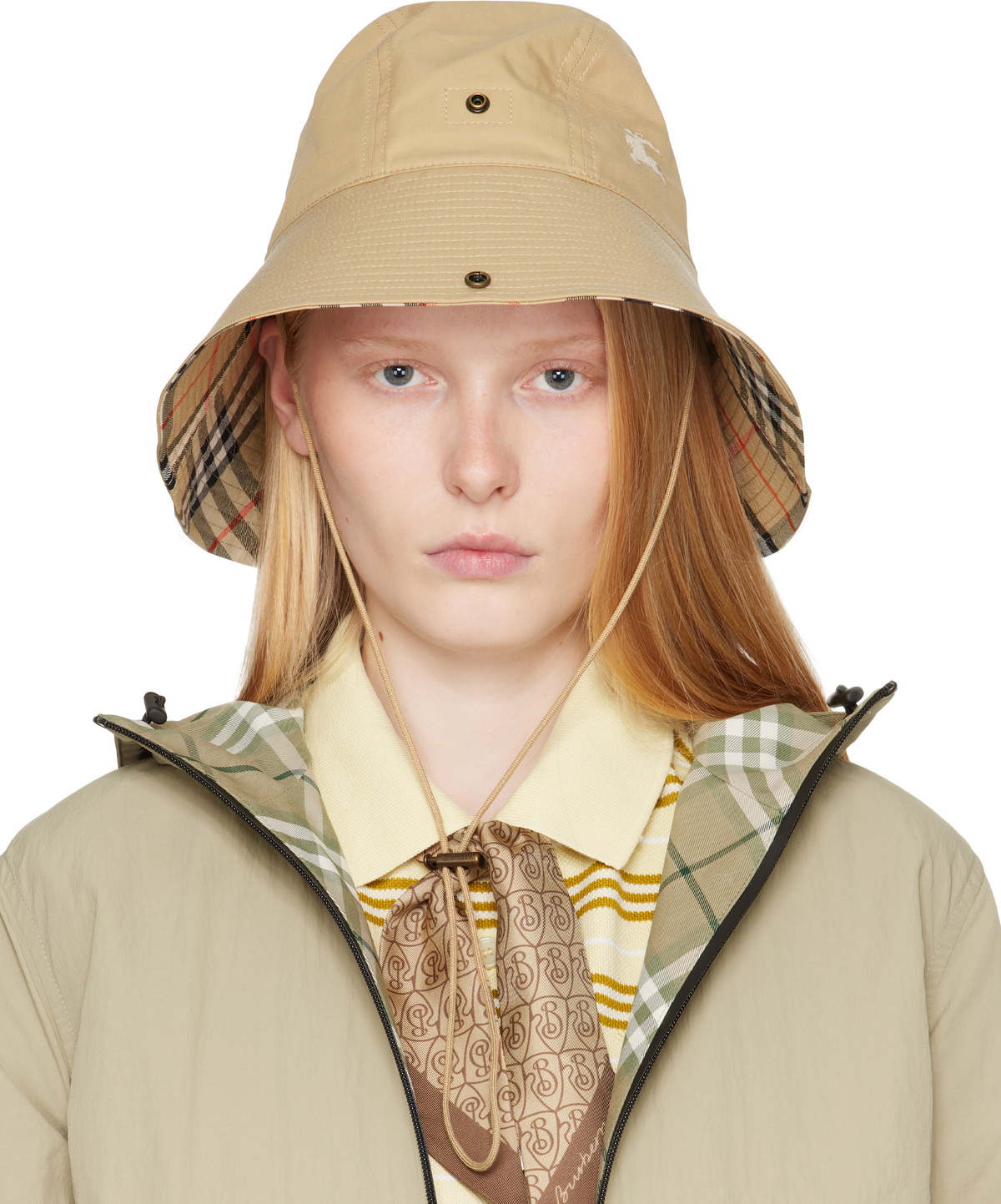 Burberry Tan Canvas Check Bucket Hat Burberry