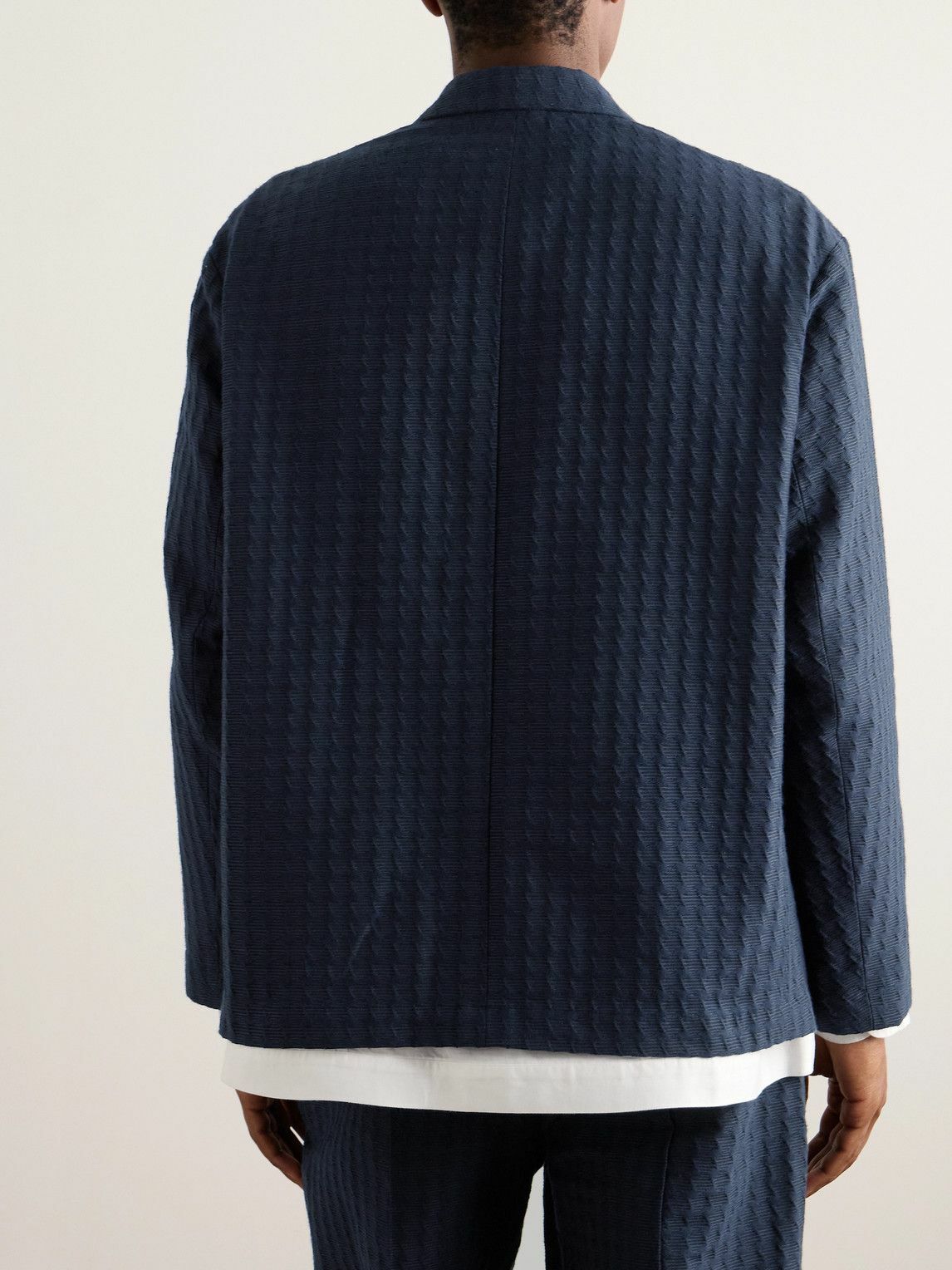 Blue Blue Japan - Cotton-Blend Jacquard Suit Jacket - Blue