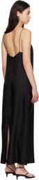 St. Agni Black 90s Silk Twill Slip Midi Dress