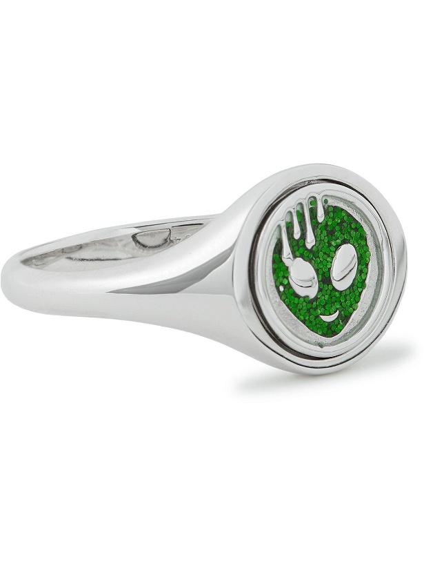 Photo: Maria Black - Karlie Alien Rhodium-Plated and Resin Signet Ring - Silver
