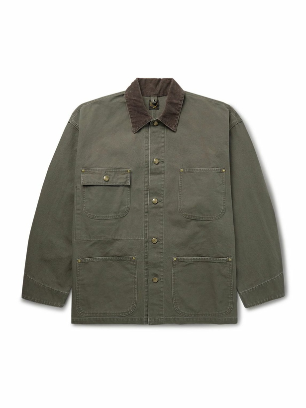 Photo: OrSlow - Cotton-Blend Corduroy-Trimmed Cotton-Canvas Chore Jacket - Green