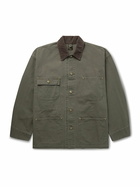OrSlow - Cotton-Blend Corduroy-Trimmed Cotton-Canvas Chore Jacket - Green