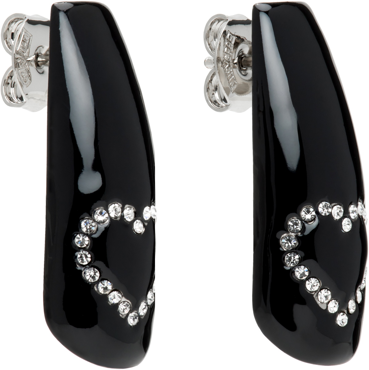 I'm Sorry by Petra Collins SSENSE Exclusive Black & Silver D'heygere Edition Heart Nail Earrings