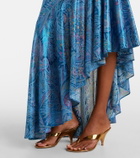 Etro Paisley asymmetric ruffled midi dress