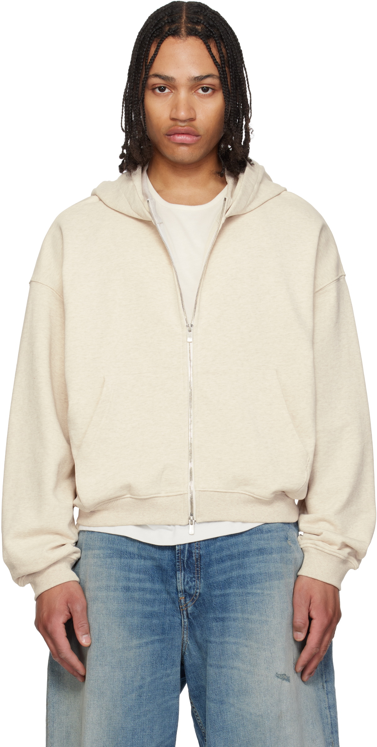 FFFPOSTALSERVICE Black Curved Zip-Up Hoodie FFFPOSTALSERVICE
