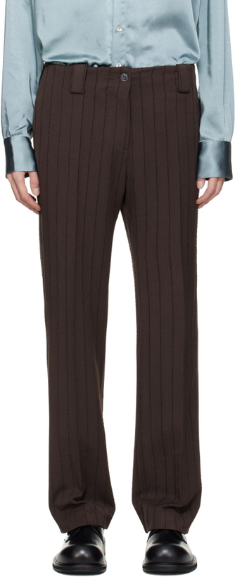 Photo: AVAVAV Brown Pinstripe Tailored Trousers