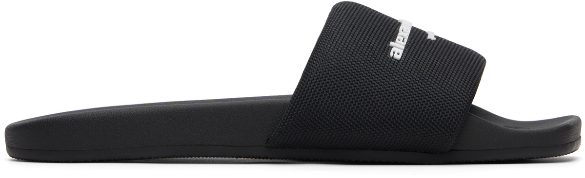 Alexander Wang Black 'AW' Pool Slides