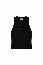 Diesel Cut-out knit top with logo plaque - Tops Womens in Black
