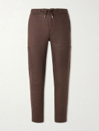 Mr P. - James Tapered Linen Drawstring Cargo Trousers - Brown