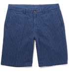 Altea - Slim-Fit Over-Dyed Striped Linen and Cotton-Blend Shorts - Men - Blue