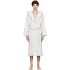 Tekla White & Blue Terry Hooded Bathrobe
