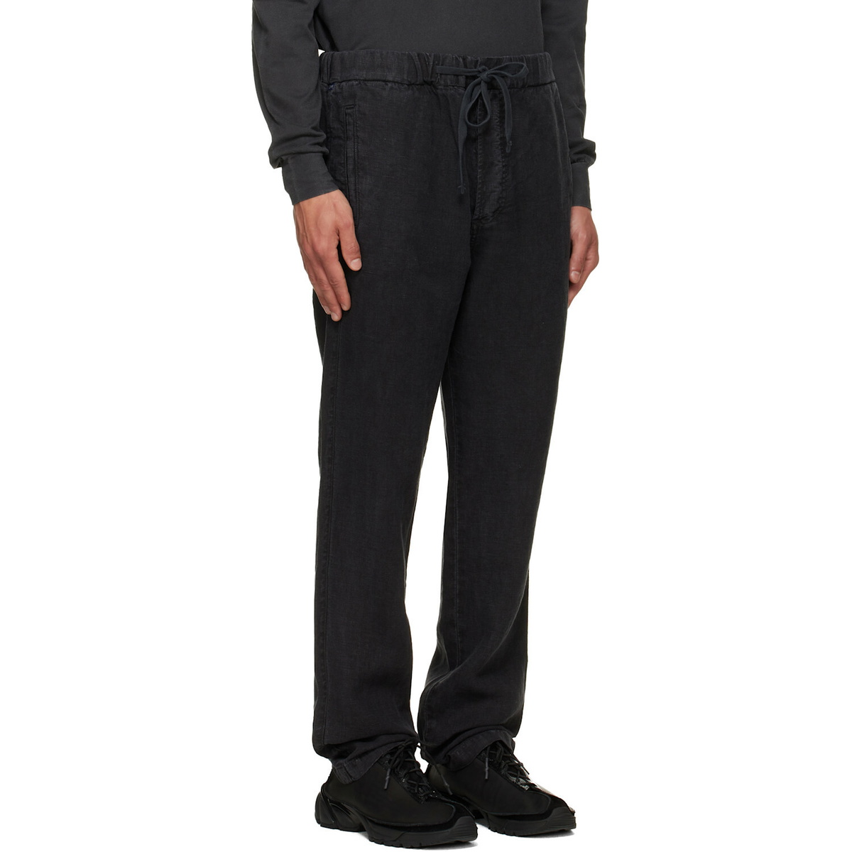 Citizens of Humanity Black Drawstring Deck Linen Trousers