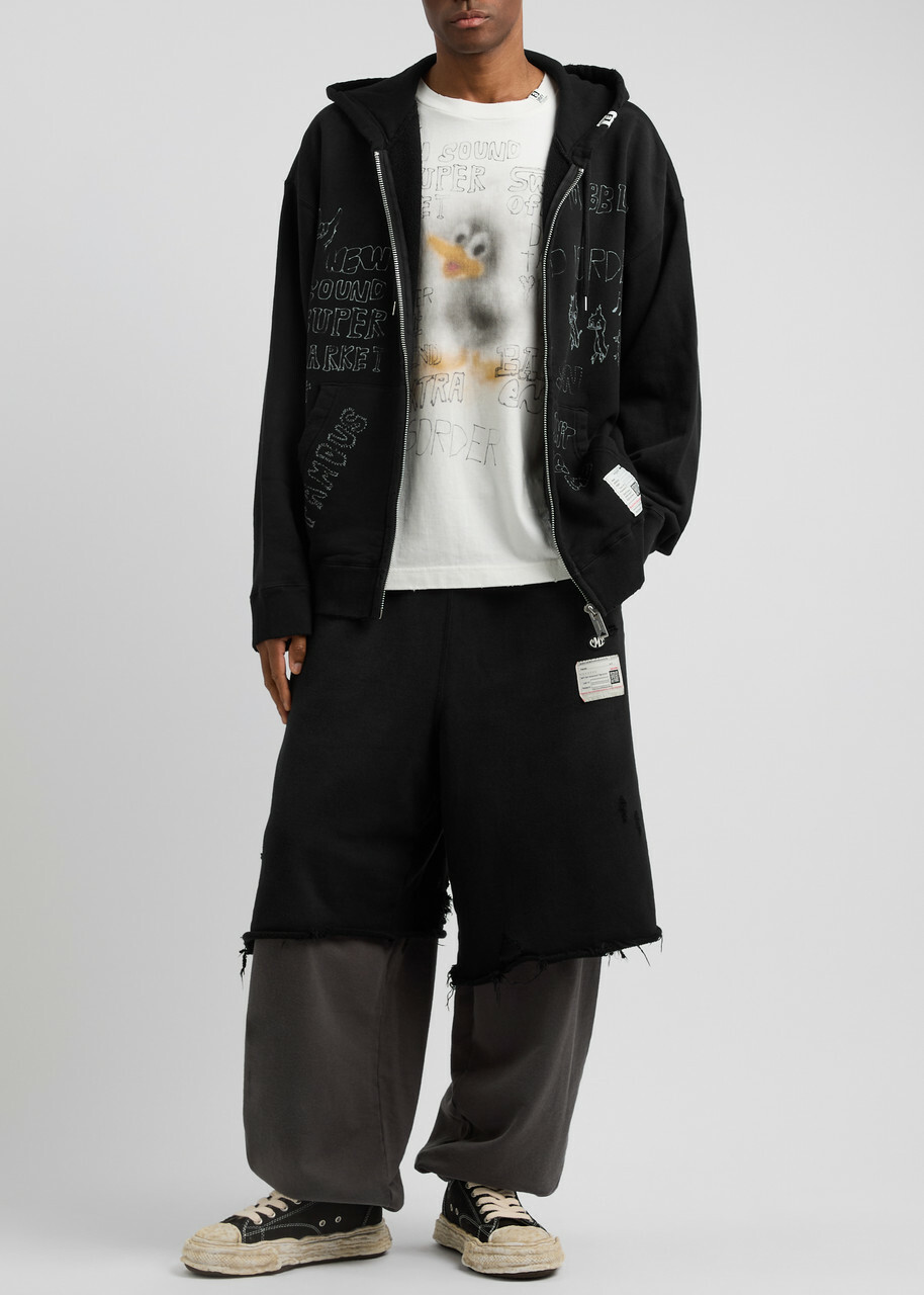 Maison mihara yasuhiro Printed Hooded Cotton Sweatshirt Black