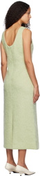 AURALEE Green Brushed Mohair Shaggy Midi Dress