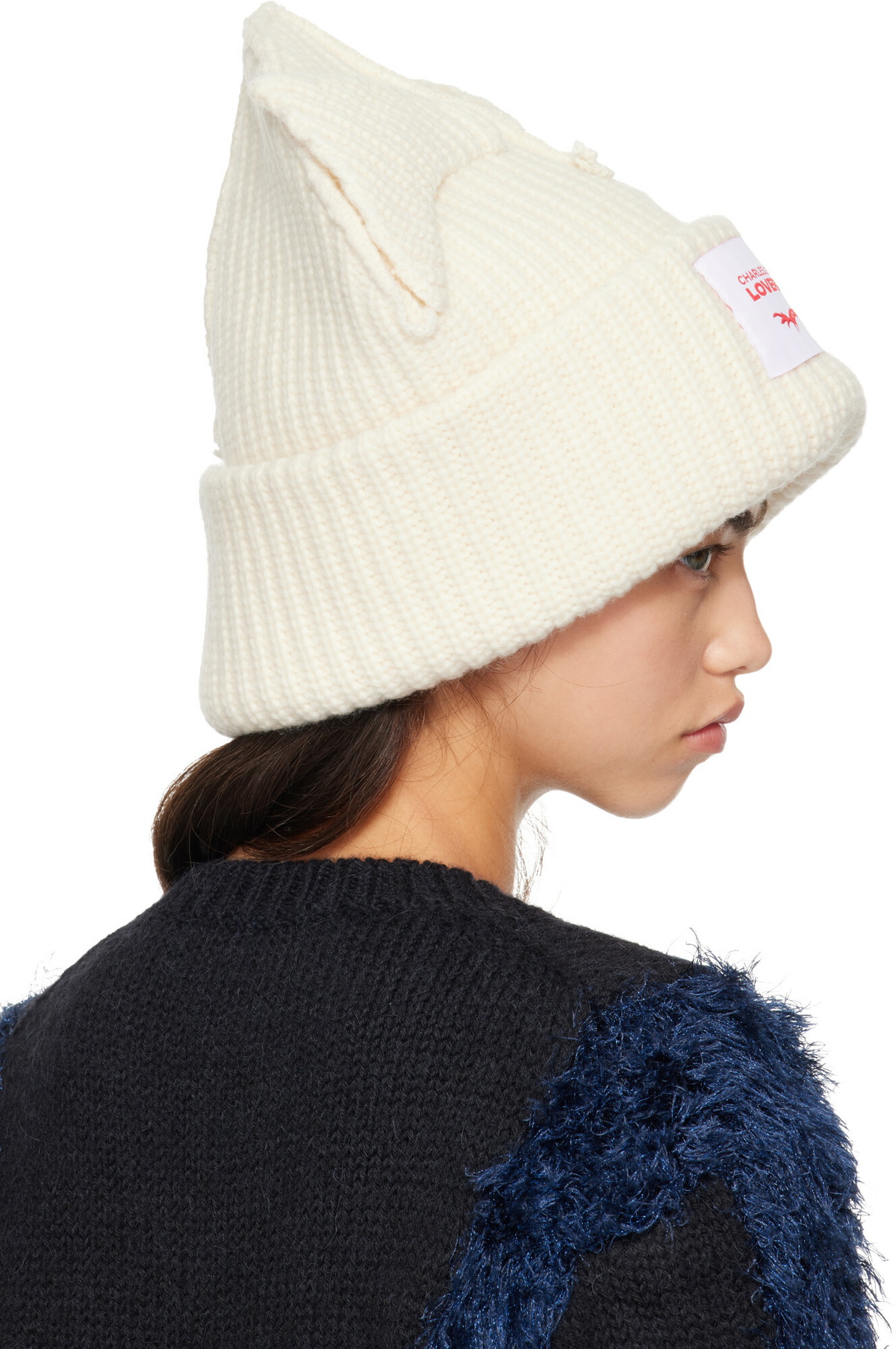 Charles Jeffrey LOVERBOY Off-White Supersized Chunky Ears Beanie