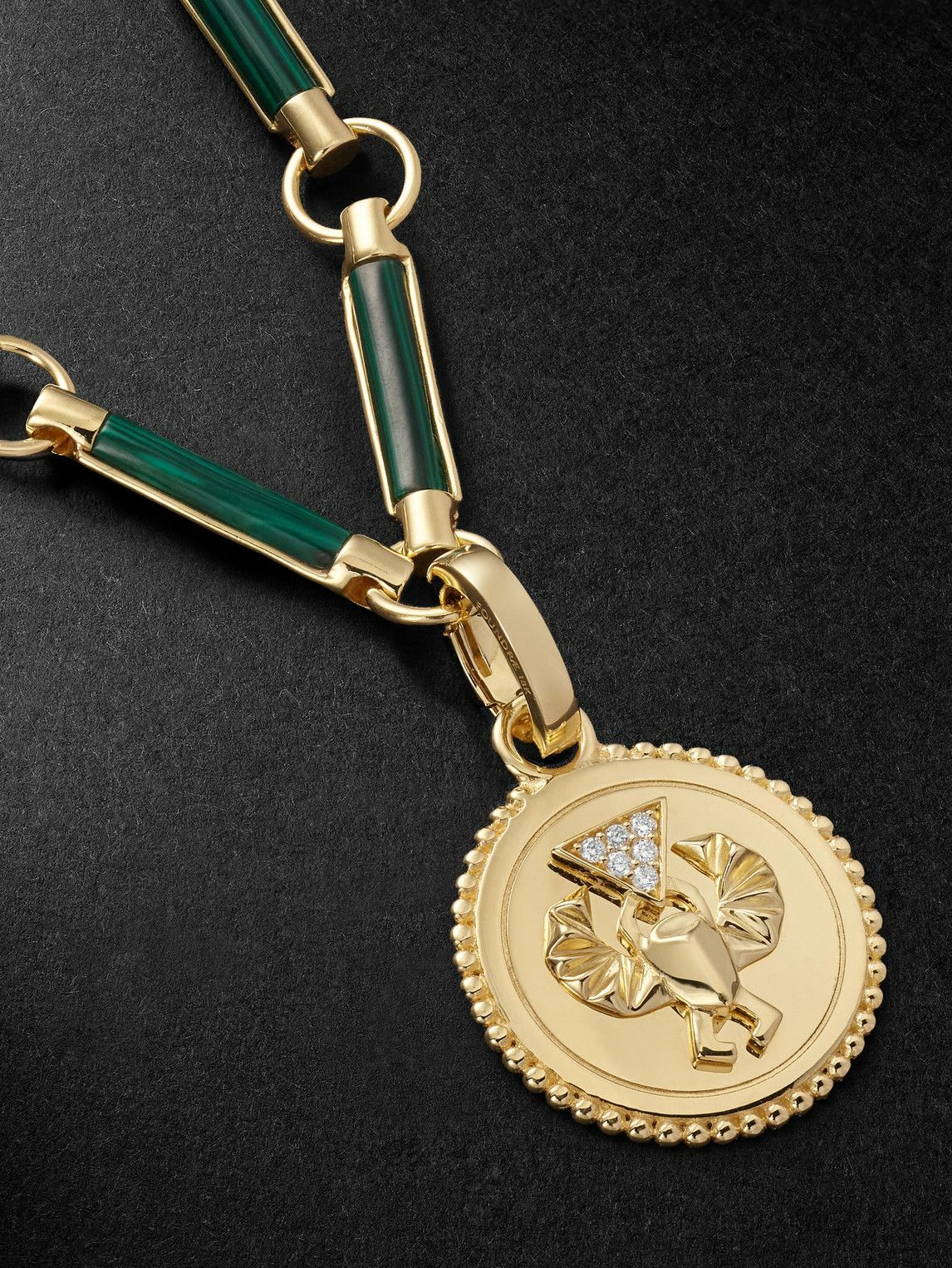 Foundrae - Element Protection 18-Karat Gold, Malachite and Diamond Pendant Necklace