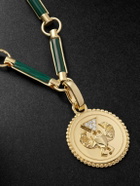 Foundrae - Element Protection 18-Karat Gold, Malachite and Diamond Pendant Necklace