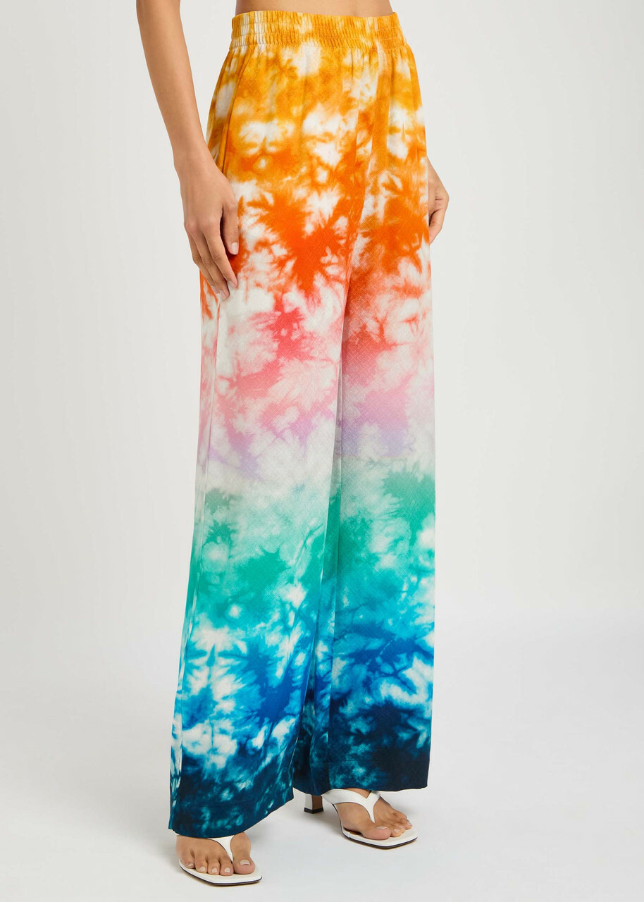 Casablanca Logo-monogrammed Printed Silk Trousers Multicoloured