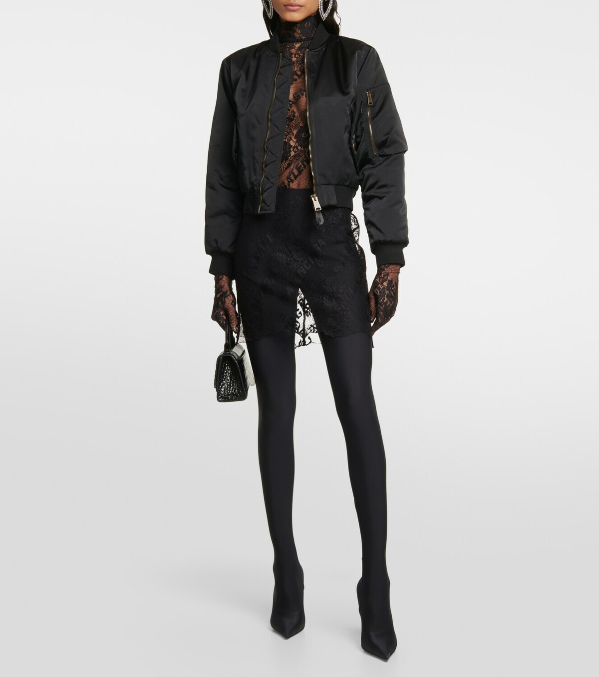 Balenciaga Logo mesh gloved minidress Balenciaga