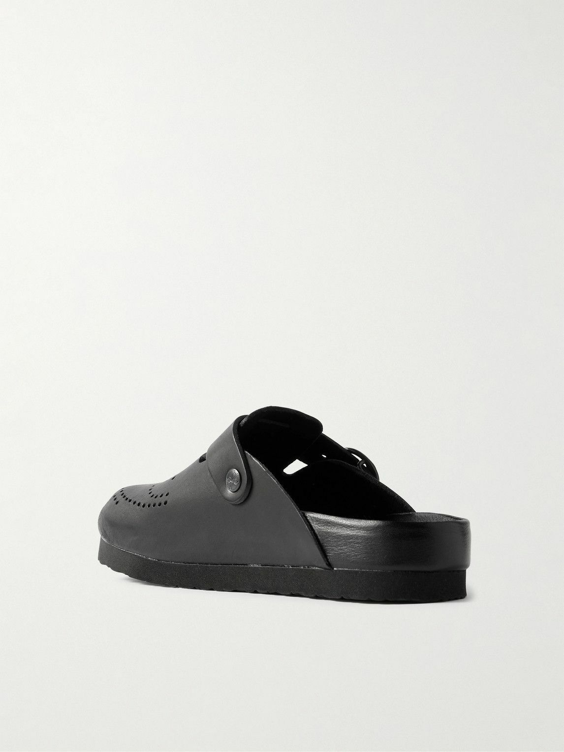 Needles - Perforated Leather Clogs - Black