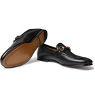 Gucci - Brixton Webbing-Trimmed Horsebit Collapsible-Heel Leather Loafers - Black