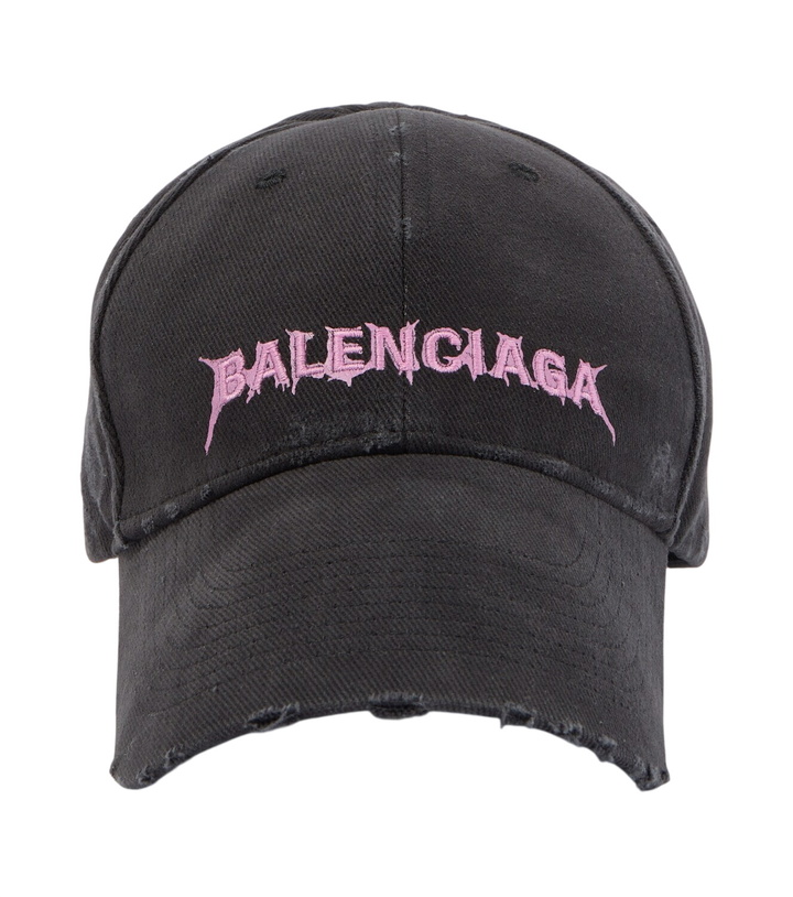 Photo: Balenciaga Logo distressed cotton baseball cap