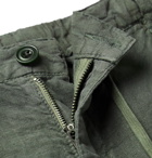 HARTFORD - Pleated Linen Drawstring Shorts - Green