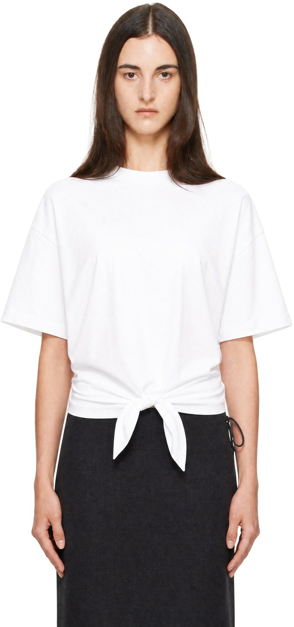 St. Agni White Cotton Jersey Split Back Top