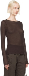 Deiji Studios Brown Knit Long Sleeve T-Shirt
