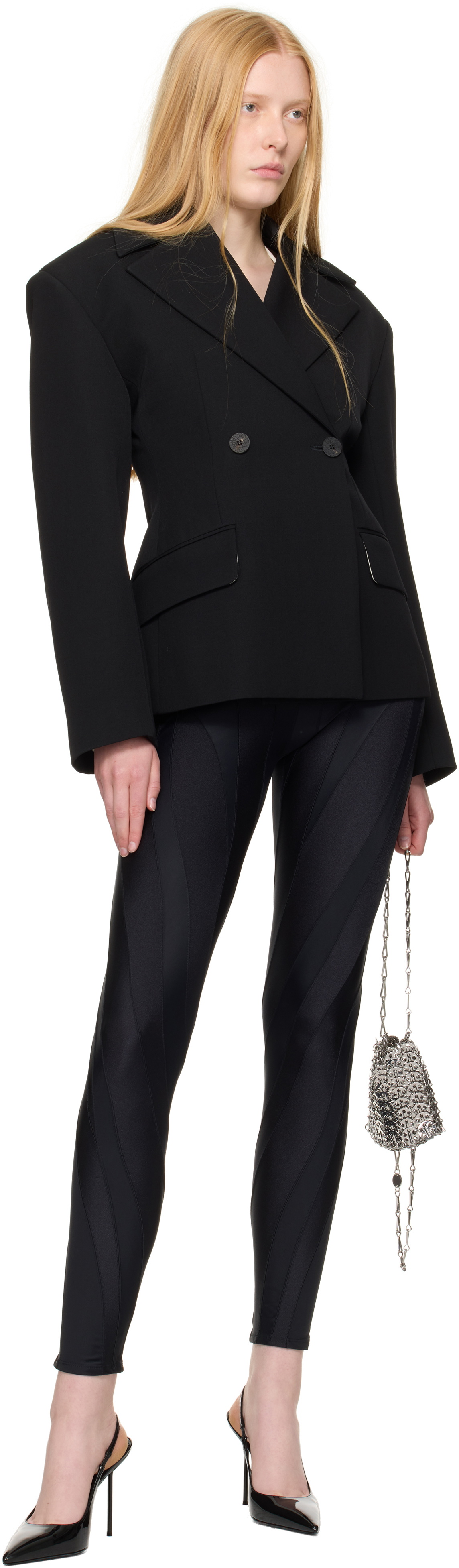 Mugler Black Spiral Leggings