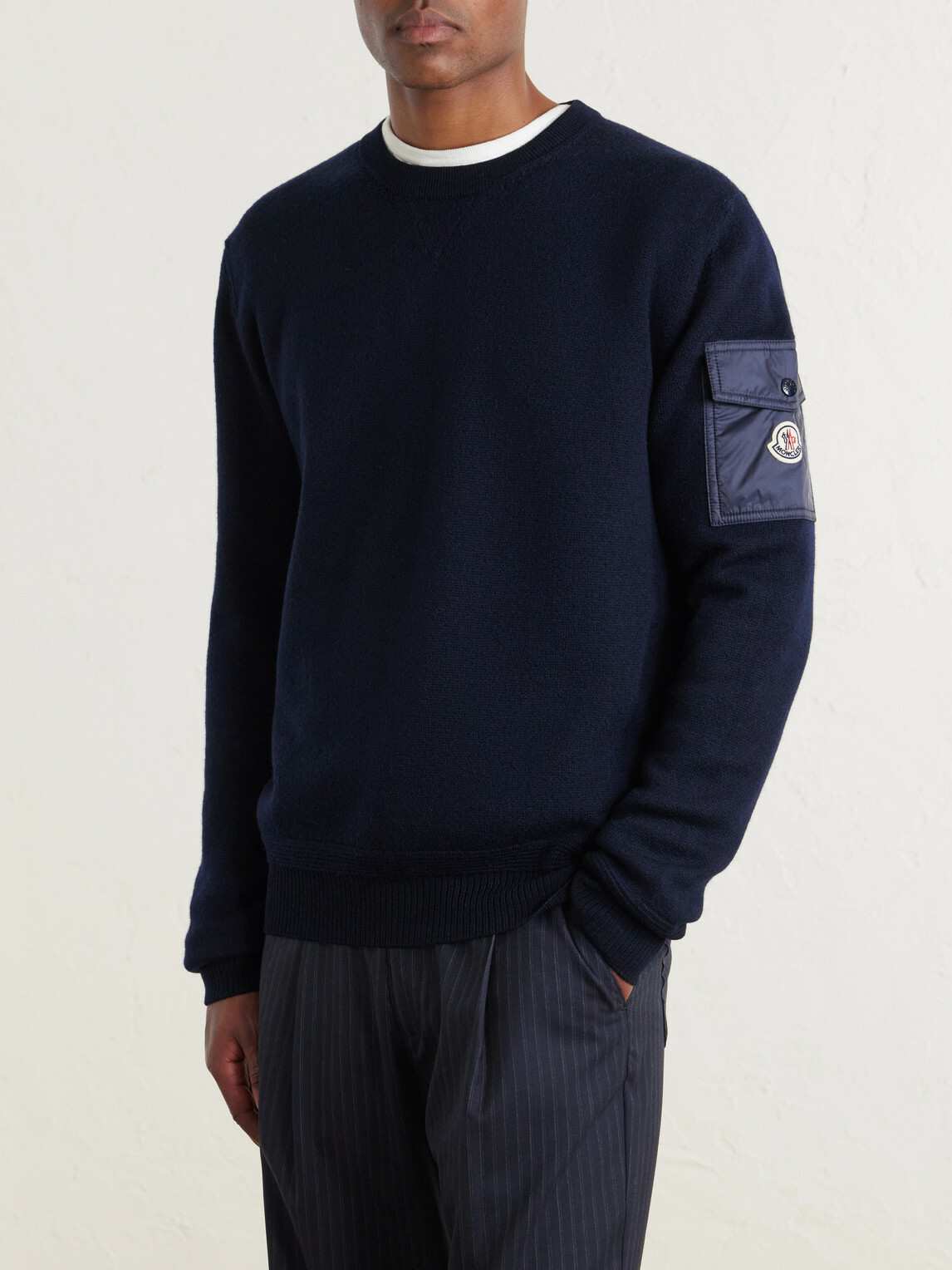 Moncler - Logo-Appliquéd Virgin Wool Sweater - Blue
