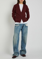 Maison Margiela V-neck Wool Cardigan Burgundy
