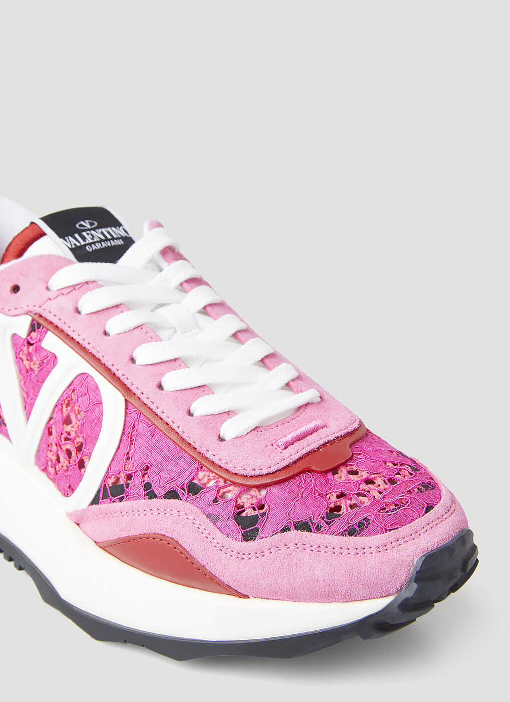 Lace Runner Sneakers in Pink Valentino