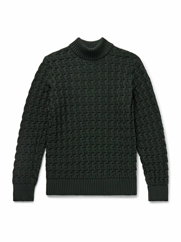 Photo: S.N.S. Herning - Stark Slim-Fit Cable-Knit Merino Wool Sweater - Green