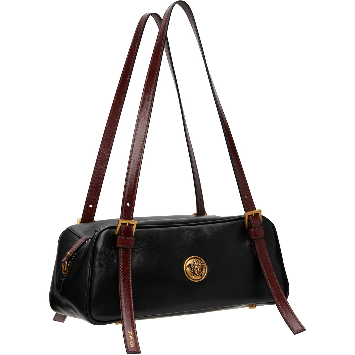 Versace Black & Brown Emblème Nappa Bowling Bag