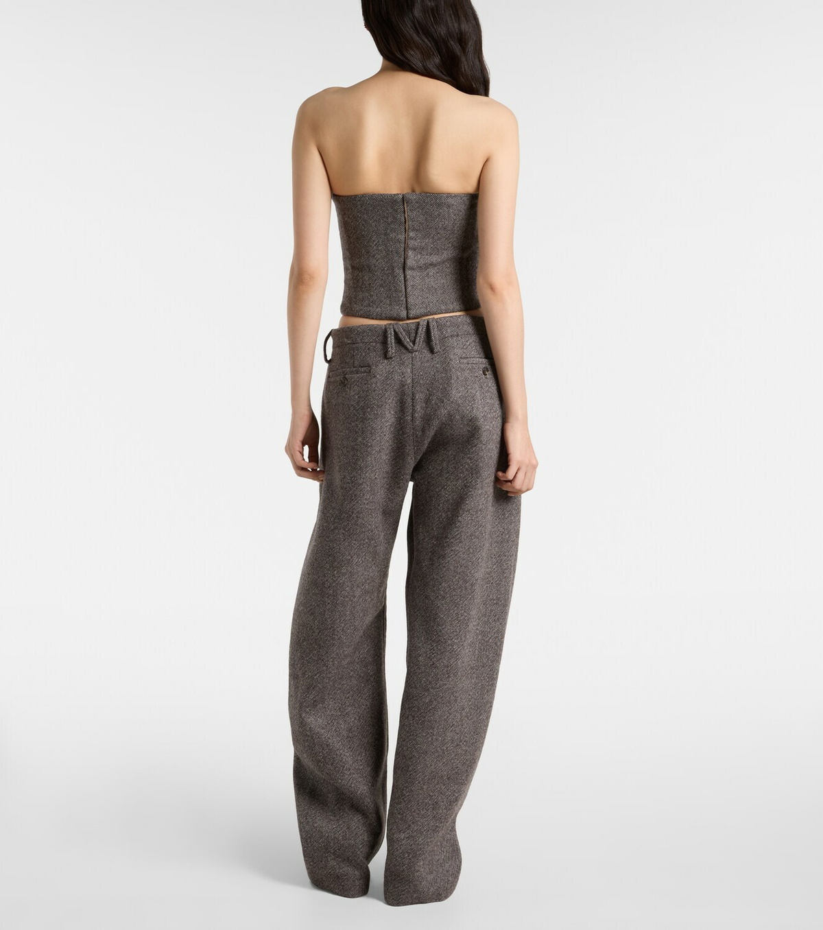 Magda Butrym Low-rise herringbone wool-blend barrel-leg pants