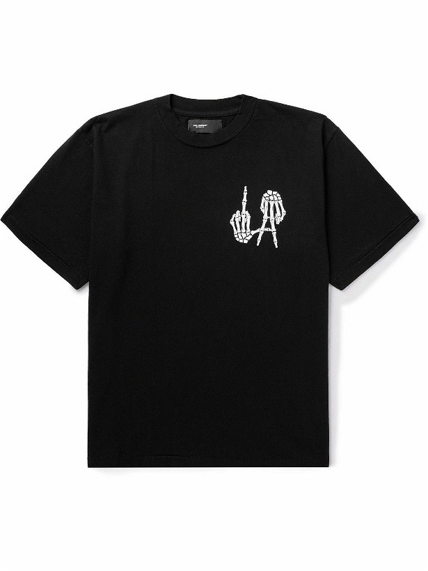 Photo: Local Authority LA - LA Bones Printed Cotton-Jersey T-Shirt - Black