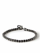 Mikia - Silver, Jet and Cord Beaded Bracelet - Black